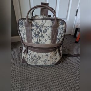 Floral Canvas and Leather Womens Backpack